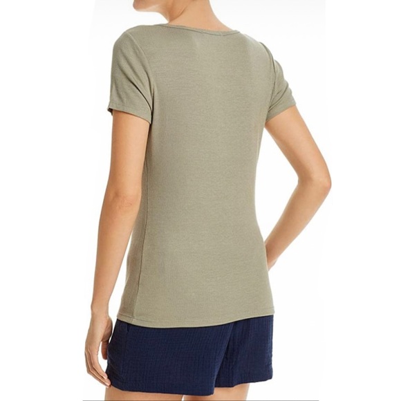 NWOT Three Dots Ribbed Crew Neck Tee - Olive Green - Picture 2 of 11